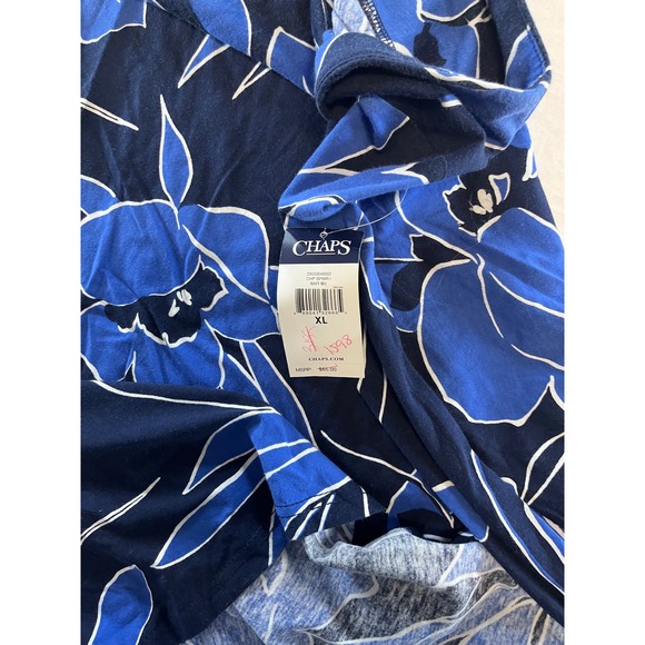 Chaps Womens XL Floral Print Navy Blue Maxi Skirt Flowy Knee Length - Picture 7 of 8